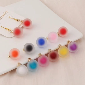 Multicolor Frosted Gradient Bubble Resin Ball Pendant Beads With Gold Alloy Loop For DIY Jewelry Earrings Bracelet Making