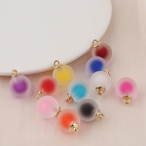 Frosted colorful bubble beads with gold metal loops for DIY jewelry making accessories