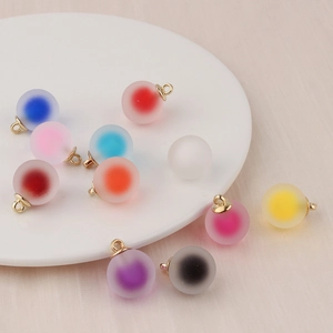 Colorful matte frosted bubble beads with gold loops for DIY jewelry making