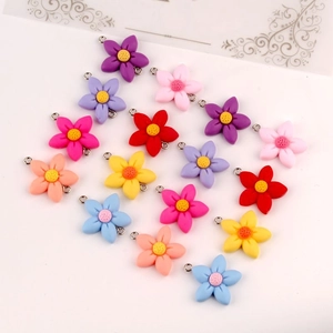 Hars Bloem Hangers Meerkleurige Florale Charms Met Metalen Oog Voor DIY Halsketting Oorbel Armband Sieraden Maken Accessoires