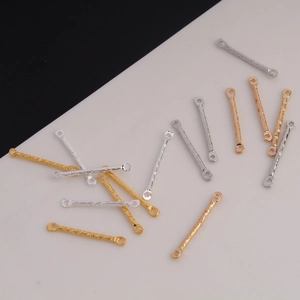 Textured gold and silver metal jewelry connector bars with dual holes for DIY earrings