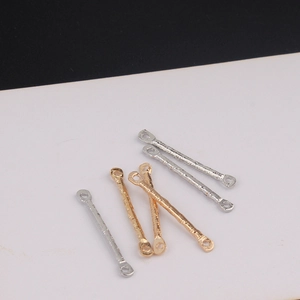 Textured gold and silver dual-hole metal link bars for DIY minimalist jewelry making