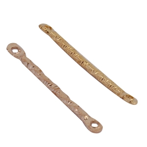 Textured gold-plated metal jewelry connector bars with dual hanging loops for DIY earrings