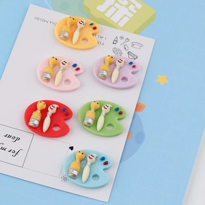 DIY cartoon resin paint palette charms in six colors for phone case jewelry making