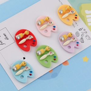DIY colorful resin art palette and paintbrush charms for phone case decor set of six