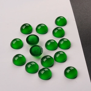 Green Resin Cat Eye Cabochons Agate Look Flat Back Round Stones For Jewelry Making Hairpins Earrings Decoration DIY Material
