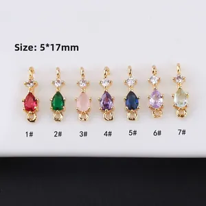 Pendentifs gouttes en zircon micro-incrustés, 7 couleurs, 5x17mm pour bijoux DIY