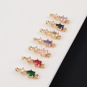 Pendentif Goutte d'Eau en Cuivre avec Zircone Connecteur Double Boucle pour Fabrication de Bijoux DIY Boucles d'Oreilles
