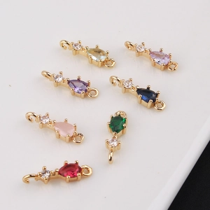 Pendentifs goutte en cuivre avec zircons micro-sertis et doubles boucles pour bijoux