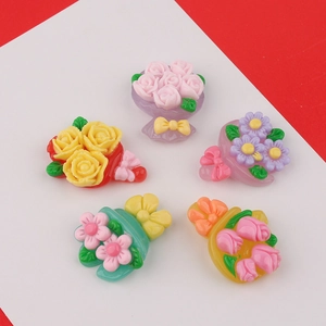 Bunte Harz Blumensträuße mit Mini Rosen und Gänseblümchen für DIY Schmuck Bastelzubehör
