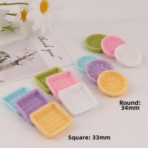Colorful miniature woven resin plates in round and square shapes for DIY crafts and decor