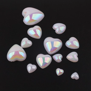Herzform Flachrückseite Acryl Charms Aurora Perlmutt Weiß Harz Herz Perlen Für Handyhülle DIY Handwerk Schmuckherstellung Zubehör