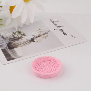 Pink miniature simulation woven tray resin accessory for DIY phone case crafts