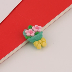 Details zu DIY Harz Rosenstrauß Anhängern mit rosa Blumen und gelber Schleife für Bastel