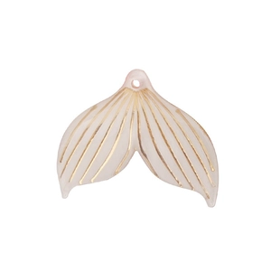 DIY acrylic mermaid tail pendant with transparent pink finish and golden stripe details