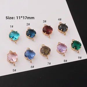 Pendentifs en cristal en losange plaqués or 18k 11x17mm avec deux boucles d'attache