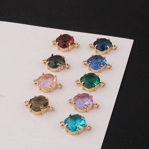 Charm Connecteur en Cristal Carré Losange Plaqué Or 18K Cuivre Zircone Pendentif Pour DIY Collier Bracelet Boucle d'Oreille Fabrication de Bijoux