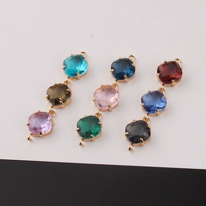 Pendentif triple en cristal en forme de losange plaqué or 18 carats pour bijoux DIY