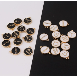 Set de pendentifs Zodiac en alliage avec symboles dorés pour la création de bijoux DIY