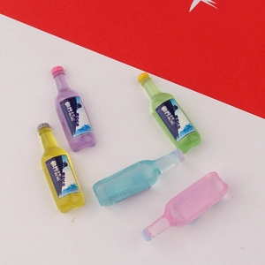 Miniature resin beer bottle models for DIY craft decorations in five assorted colors