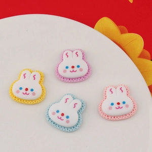 Set of 4 cute resin rabbit biscuit charms for DIY phone case cream glue accessories