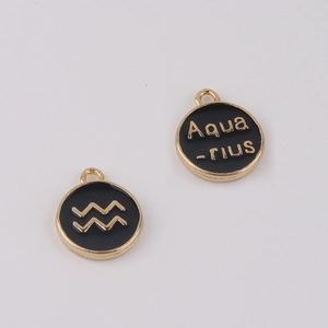 Détails de pendentifs Verseau or et noir pour la création de bijoux DIY personnalisés