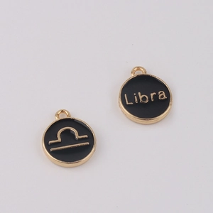 Détails des breloques Balance dorées avec émail noir pour la création de bijoux DIY