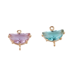 Halbrunde Kristall-Anhänger mit Doppelöse in Lavendel und Aqua für DIY-Schmuck