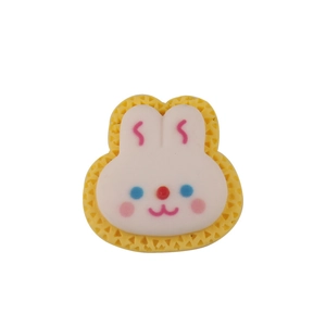 Cute white bunny rabbit resin charm for DIY phone case crafts with yellow base