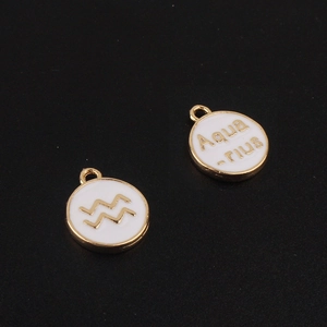 Détails de charms Verseau en émail blanc et finition dorée pour bijoux faits main DIY
