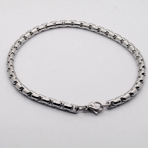 Bracelet Chaîne Boîte en Acier Inoxydable Minimaliste pour Hommes Femmes Unisexe Style Industriel Poli Bracelet Maillons en Métal
