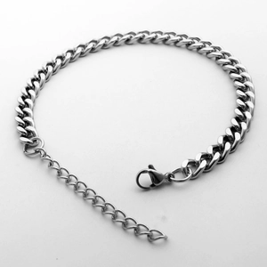 Bracelet Hip Hop en Acier Inoxydable Maille Gourmette pour Hommes Unisexe Punk Chaîne Polie Bijoux Cadeau Couleur Argentée