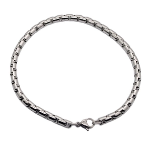 Bracelet chaîne box minimaliste en acier inoxydable argenté avec fermoir mousqueton poli
