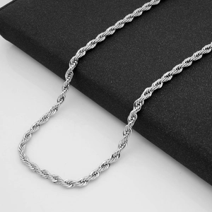 Polished stainless steel 4mm rope chain necklace for men and women, 50cm length
