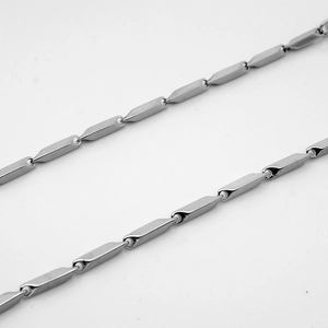 Minimalistische silberne Gliederkette aus Edelstahl im Bambus-Design für Damen und Herren