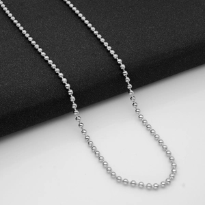 Polished 304 stainless steel bead chain necklace for men and women on a high-contrast background