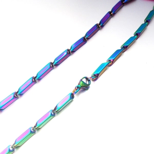 Bracciale a catena in acciaio inossidabile arcobaleno con chiusura a moschettone unisex
