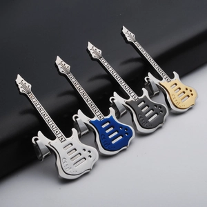 Cool 316 Stainless Steel Electric Guitar Pendant For Men Women Hip Hop Music Theme Jewelry No Chain Accessory Gift