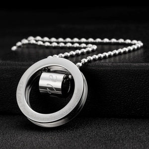 Silver stainless steel circle necklace with engraved Love From Heaven quote on ball chain