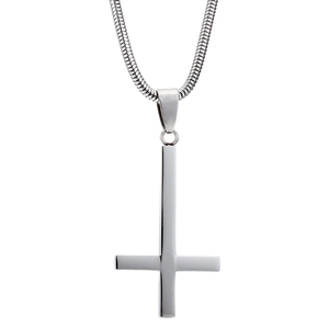 Collana con Pendente a Croce Rovesciata da Uomo Stile Coreano Gioielli in Acciaio al Titanio Minimalista per Accessorio Unisex