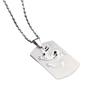 Collar de hombre en acero inoxidable con colgante de dragón y cadena de bolas