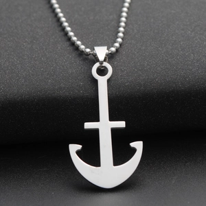 Edelstahl Nautisch Anker Anhänger Halskette Für Herren Damen Punk Sailor Stil Schmuck Mit Kugelketten Silber Farbe