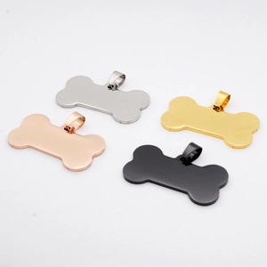 Stainless Steel Bone Shape Dog ID Tag Engraving Blank Pet Pendant Military Style Necklace Jewelry For Men Women Pets