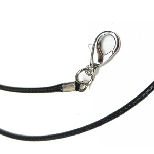 Collar de cordón trenzado negro con cierre de mosquetón plateado para hacer joyas