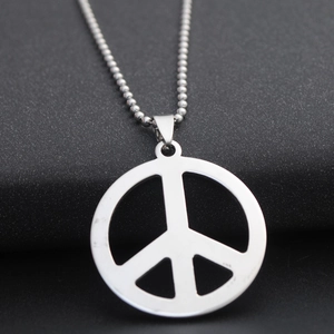 Stainless Steel Peace Sign Pendant Round Hollow Out Geometric Charm Vintage Unisex Jewelry Accessory Gift No Chain