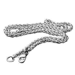 Chaîne tressée en acier inoxydable argenté avec fermoir mousqueton pour bijoux