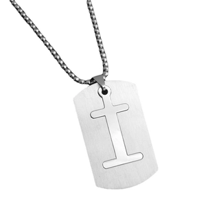Collar de acero inoxidable de doble capa con etiqueta militar y cruz para hombre