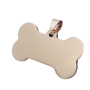 Polished rose gold bone-shaped stainless steel dog tag pendant with mirror finish