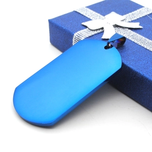 Pendaglio piastrina militare in acciaio inossidabile blu elettrico con scatola regalo