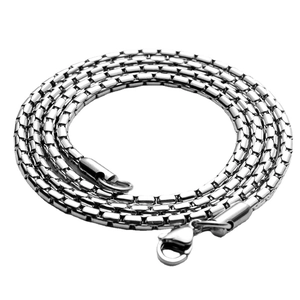 Classic stainless steel box chain necklace with a secure lobster clasp closure